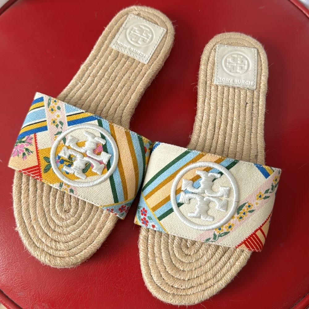Tory Burch Benton Open Toe Espadrille Slide as 5.5 - Picture 3 of 7